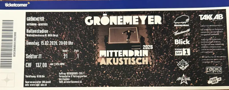 Karte für Herbert Grönemeyer