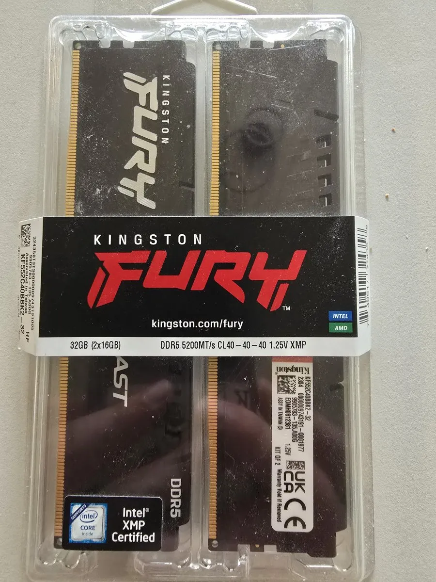 Kingston FURY Beast DDR5 32GB (2×16GB) 5200MT/s CL40 DIMM Kit – Open Box, Unused