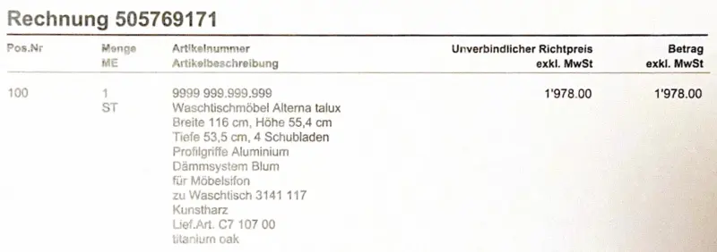 Waschtischmöbel Alterna talux, Fabrikneu