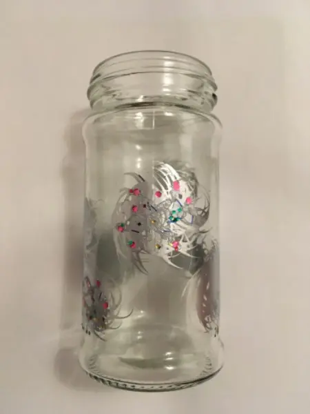 Glasvase silberfarbig und glitzerfarbig
