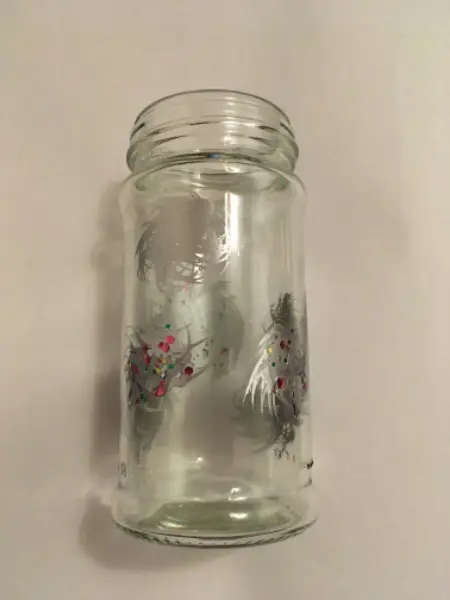 Glasvase silberfarbig und glitzerfarbig
