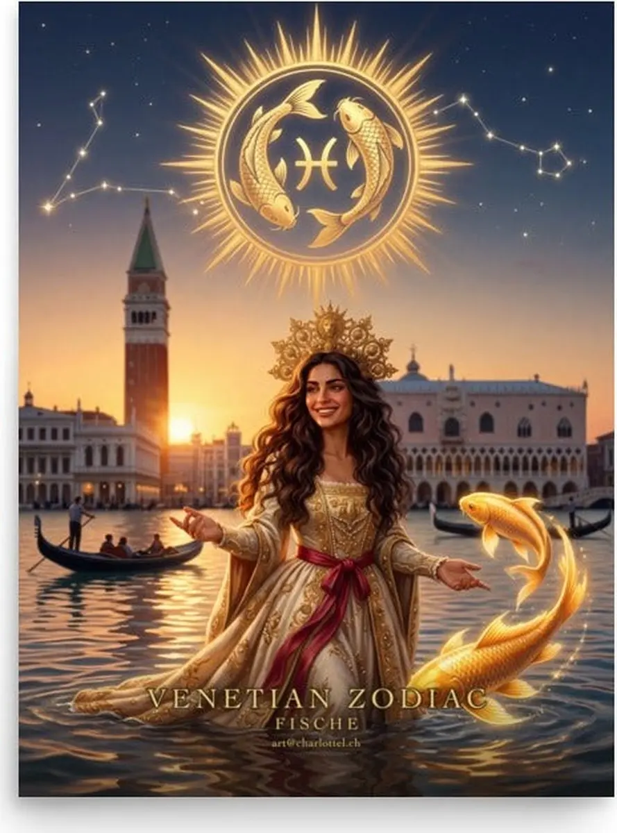Sternzeichen-Poster «Venezianische Göttin» – Wandbild 30×40 cm, alle 12 Zeichen