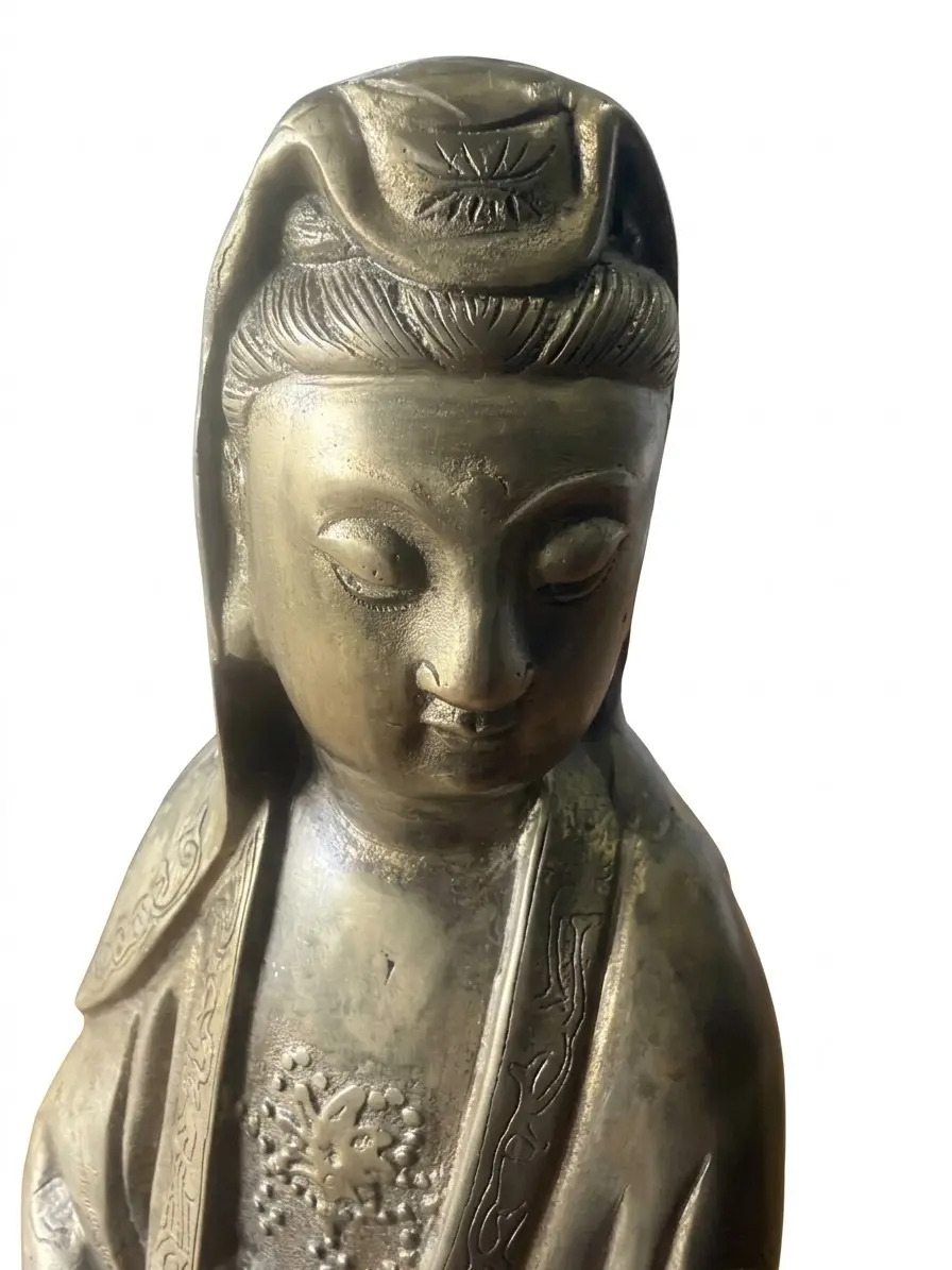 mposante chinesische Bronzestatue Guanyin 58 cm / 8 kg