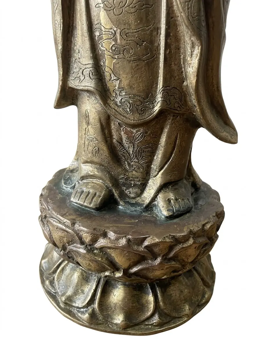 mposante chinesische Bronzestatue Guanyin 58 cm / 8 kg