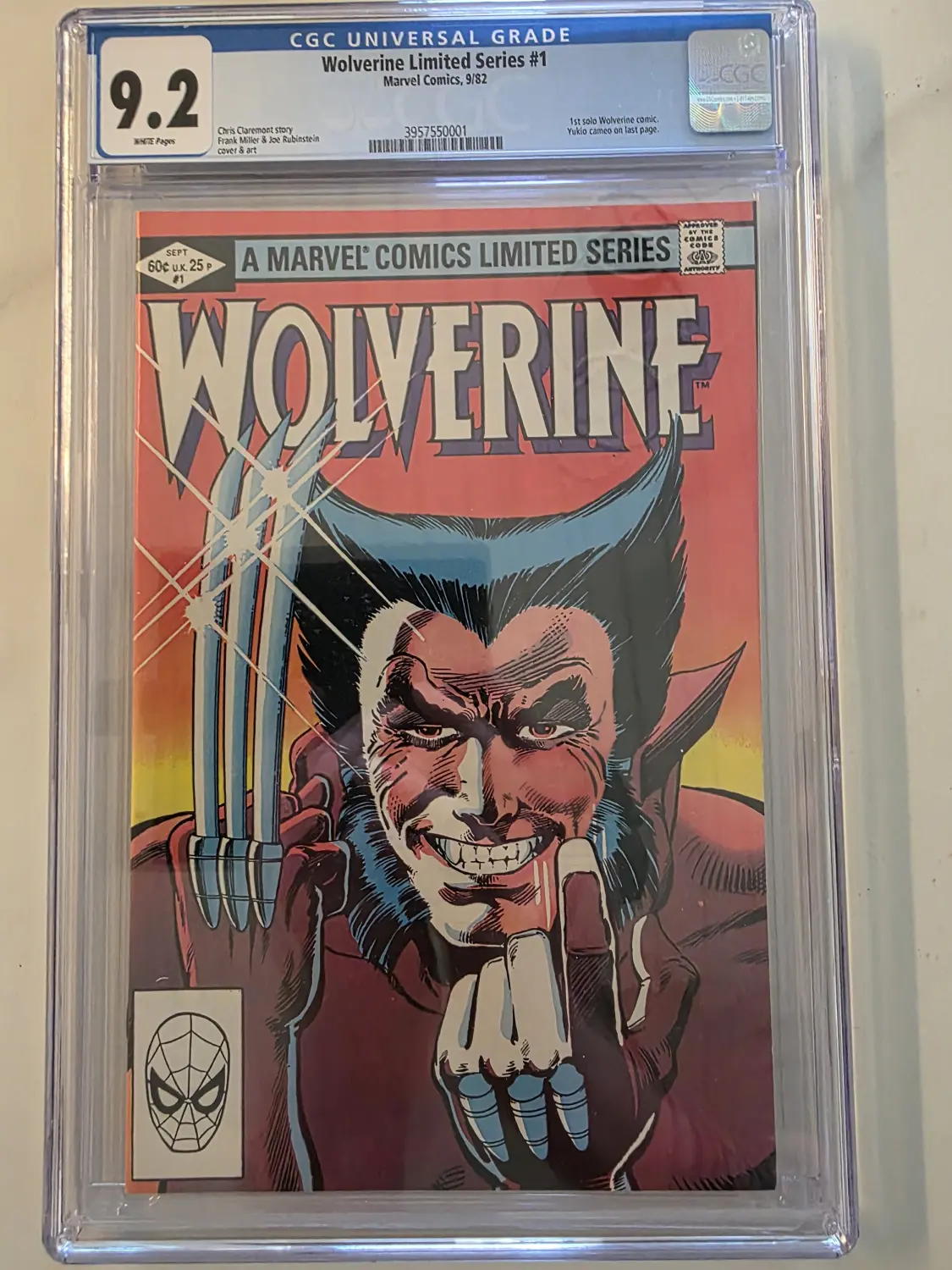 Wolverine #1 (1982) CGC 9.2 White Pages — Frank Miller Limited Series