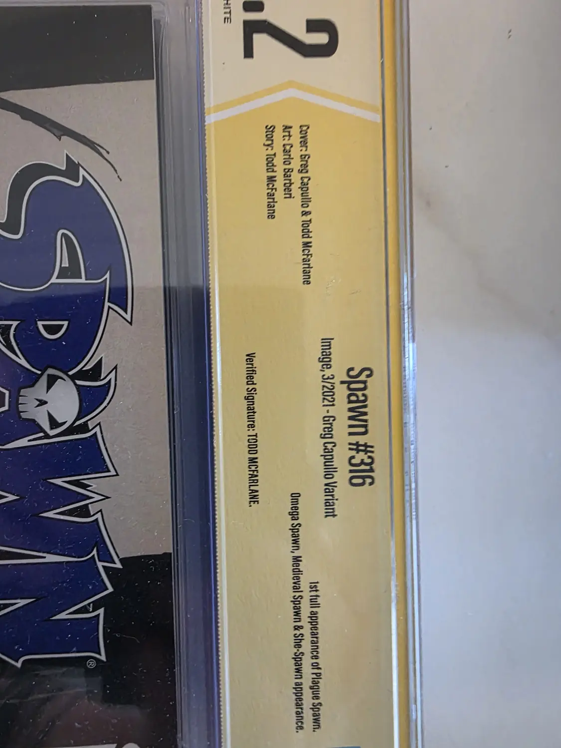 Spawn #316 Greg Capullo Variant CBCS 9.2 — Greg Capullo Signed — Label Error